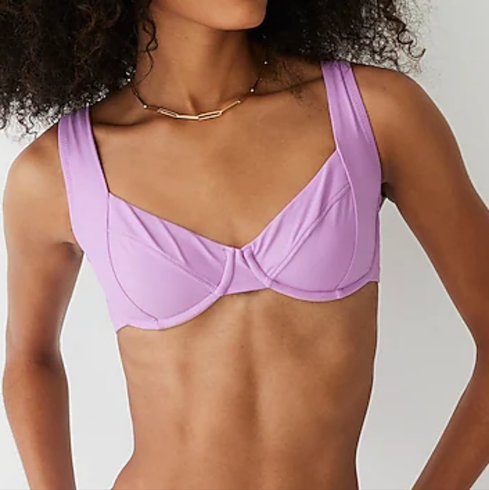 J.Crew Crisscross Straps Underwire Bikini Top, 32A, Lilac/ Purple